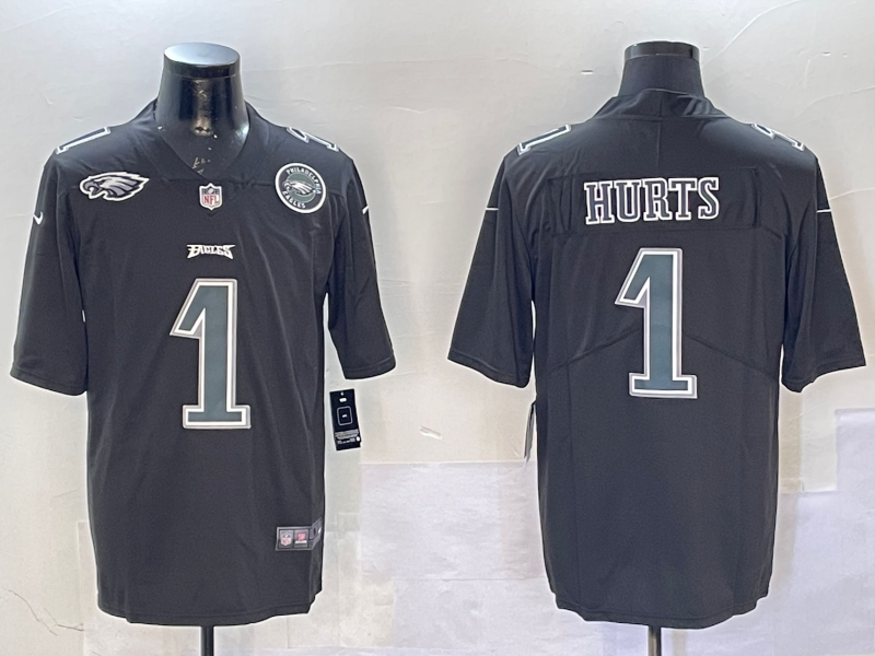 Men Philadelphia Eagles #1 Hurts black2025 Nike NFL jersey style 1